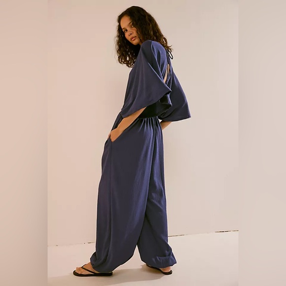 Free People Pants - Free People Venus One-Piece Onesie NWT Size M Oceana Navy Blue